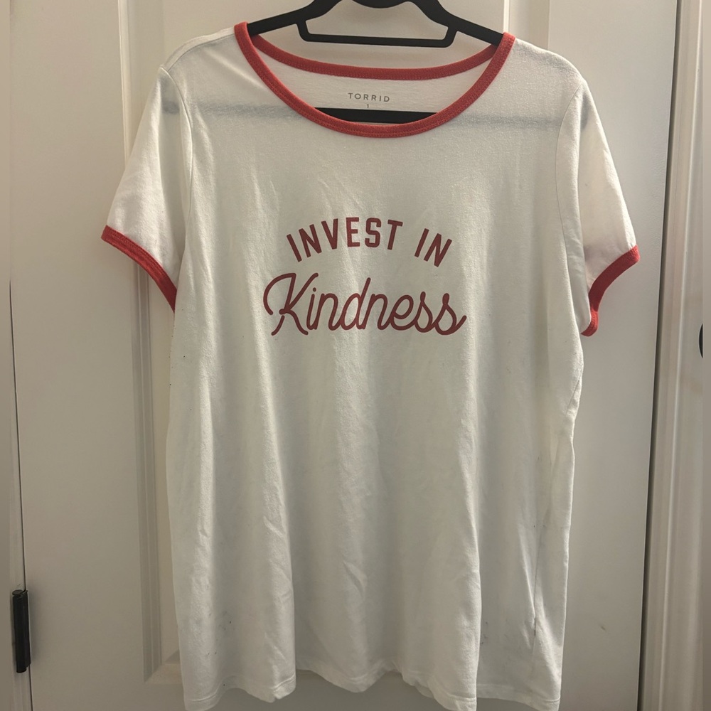Torrid White Tee with Red Trim